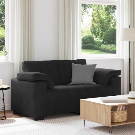Sofá Loveseat Terciopelo Negro 120 cm