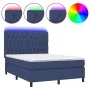 Box spring bed mattress and LED lights blue fabric 140x200 cm by , Beds and slatted bases - Ref: Foro24-3135123, Price: 519,1...