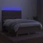 Box spring bed with mattress and LED lights taupe gray fabric 140x190 cm by , Beds and slatted bases - Ref: Foro24-3135673, P...