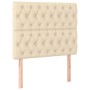 Cama box spring colchón y luces LED tela crema 90x200 cm de , Camas y somieres - Ref: Foro24-3135650, Precio: 345,30 €, Descu...