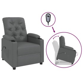 Sillón elevable cuero sintético gris