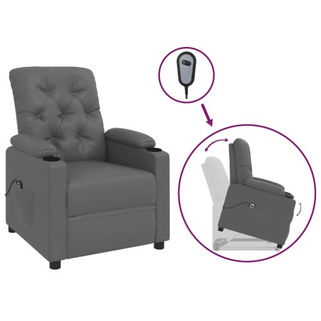 Sillón elevable cuero sintético gris
