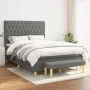 Box spring bed with dark gray fabric mattress 140x190 cm by , Beds and slatted bases - Ref: Foro24-3137390, Price: 569,76 €, ...