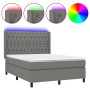 Boxspringbettmatratze und LED-Leuchten dunkelgrauer Stoff 140x190 cm von , Betten und Lattenroste - Ref: Foro24-3138550, Prei...