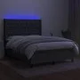 Box spring bed mattress and LED lights dark gray fabric 140x190 cm by , Beds and slatted bases - Ref: Foro24-3138550, Price: ...
