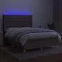 Box spring bed with mattress and LED lights taupe gray fabric 140x200 cm by , Beds and slatted bases - Ref: Foro24-3139121, P...