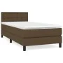Box spring bed with dark brown fabric mattress 100x200 cm by , Beds and slatted bases - Ref: Foro24-3140356, Price: 309,55 €,...