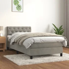 Box spring bed with light gray velvet mattress 80x200 cm by , Beds and slatted bases - Ref: Foro24-3141449, Price: 291,62 €, ...