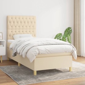 Boxspringbett mit cremefarbener Stoffmatratze 90x200 cm von , Betten und Lattenroste - Ref: Foro24-3142550, Preis: 339,47 €, ...