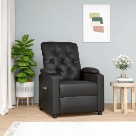 Sillón de masaje elevable cuero sintético negro