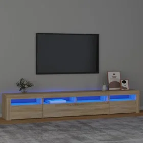 TV cabinet with LED lights Sonoma oak 240x35x40 cm by , TV Furniture - Ref: Foro24-3152724, Price: 150,61 €, Discount: %