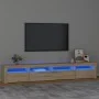 TV cabinet with LED lights Sonoma oak 240x35x40 cm by , TV Furniture - Ref: Foro24-3152724, Price: 150,73 €, Discount: %