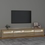 Mueble de TV con luces LED roble Sonoma 240x35x40 cm de , Muebles TV - Ref: Foro24-3152724, Precio: 155,22 €, Descuento: %