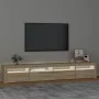 TV cabinet with LED lights Sonoma oak 240x35x40 cm by , TV Furniture - Ref: Foro24-3152724, Price: 150,73 €, Discount: %