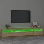 TV cabinet with LED lights Sonoma oak 240x35x40 cm by , TV Furniture - Ref: Foro24-3152724, Price: 150,73 €, Discount: %