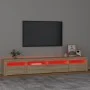 TV cabinet with LED lights Sonoma oak 240x35x40 cm by , TV Furniture - Ref: Foro24-3152724, Price: 150,73 €, Discount: %