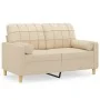 2-seater sofa with cream fabric cushions 120 cm by , Sofas - Ref: Foro24-3200776, Price: 215,23 €, Discount: %