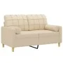 Sofá de 2 plazas con cojines tela color crema 120 cm de , Sofás - Ref: Foro24-3200776, Precio: 215,21 €, Descuento: %