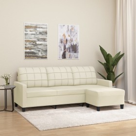 3-seater sofa with cream synthetic leather stool 180 cm by , Sofas - Ref: Foro24-3201015, Price: 284,83 €, Discount: %
