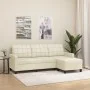 3-seater sofa with cream synthetic leather stool 180 cm by , Sofas - Ref: Foro24-3201015, Price: 293,69 €, Discount: %