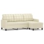3-Sitzer-Sofa mit cremefarbenem Kunstlederhocker 180 cm von , Sofas - Ref: Foro24-3201015, Preis: 284,83 €, Rabatt: %