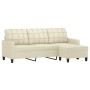 3-Sitzer-Sofa mit cremefarbenem Kunstlederhocker 180 cm von , Sofas - Ref: Foro24-3201015, Preis: 284,83 €, Rabatt: %