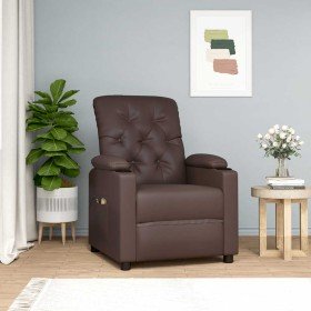 Sillón de masaje elevable cuero sintético marrón