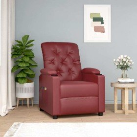 Sillón de masaje elevable cuero sintético rojo tinto