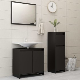 Black engineered wood 3-piece bathroom furniture set by , Bathroom furniture - Ref: Foro24-3056926, Price: 117,62 €, Discount: %
