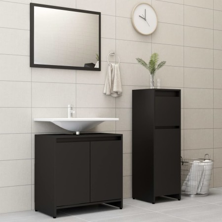 3-teiliges Badmöbelset aus schwarzem Holzwerkstoff von , Badezimmermöbel - Ref: Foro24-3056926, Preis: 117,62 €, Rabatt: %