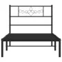 Bed frame with black metal headboard 100x190 cm by , Beds and slatted bases - Ref: Foro24-355261, Price: 65,04 €, Discount: %