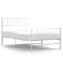 Metal bed frame with headboard and footboard white 75x190 cm by , Beds and slatted bases - Ref: Foro24-355324, Price: 69,36 €...