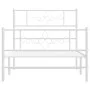 Metal bed frame with headboard and footboard white 75x190 cm by , Beds and slatted bases - Ref: Foro24-355324, Price: 69,36 €...