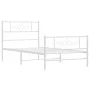 Metal bed frame with headboard and footboard white 75x190 cm by , Beds and slatted bases - Ref: Foro24-355324, Price: 69,36 €...