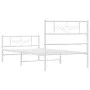 Metal bed frame with headboard and footboard white 75x190 cm by , Beds and slatted bases - Ref: Foro24-355324, Price: 69,36 €...
