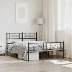 Bed frame with headboard and footboard black metal 120x190 cm by , Beds and slatted bases - Ref: Foro24-355282, Price: 106,03...