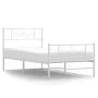 Metal bed frame with headboard and footboard white 90x190 cm by , Beds and slatted bases - Ref: Foro24-355326, Price: 69,48 €...