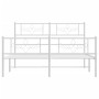 Metal bed frame with headboard and white footboard 120x200 cm by , Beds and slatted bases - Ref: Foro24-355332, Price: 109,11...
