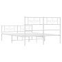 Metal bed frame with headboard and white footboard 120x200 cm by , Beds and slatted bases - Ref: Foro24-355332, Price: 109,11...