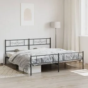 Black metal headboard and footboard bed frame 180x200 cm by , Beds and slatted bases - Ref: Foro24-355289, Price: 112,83 €, D...