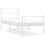 Metal bed frame with headboard and footboard white 75x190 cm by , Beds and slatted bases - Ref: Foro24-372334, Price: 59,02 €...