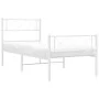 Metal bed frame with headboard and footboard white 75x190 cm by , Beds and slatted bases - Ref: Foro24-372334, Price: 59,02 €...