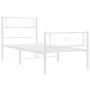 Metal bed frame with headboard and footboard white 90x190 cm by , Beds and slatted bases - Ref: Foro24-372336, Price: 64,46 €...
