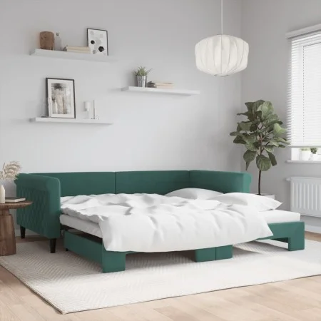 Sofá cama nido terciopelo verde oscuro 100x200 cm de , Camas y somieres - Ref: Foro24-3197780, Precio: 260,78 €, Descuento: %