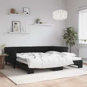 Sofá cama nido terciopelo negro 100x200 cm de , Camas y somieres - Ref: Foro24-3197782, Precio: 270,69 €, Descuento: %
