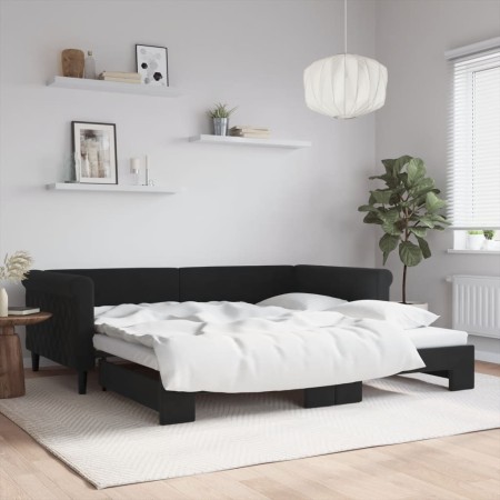 Sofá cama nido terciopelo negro 100x200 cm de , Camas y somieres - Ref: Foro24-3197782, Precio: 292,70 €, Descuento: %