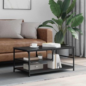 Mesa de Café Roble Negro 90 x 49 x 40 cm Madera contrachapada