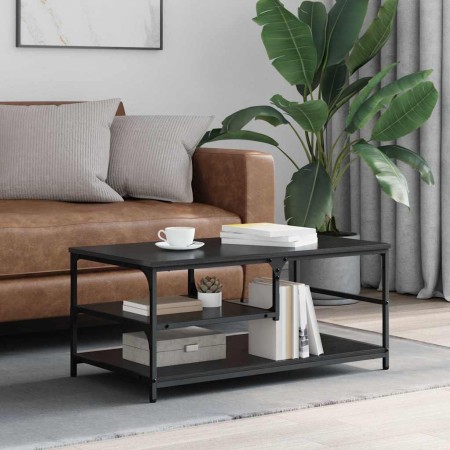 Mesa de Café Roble Negro 90 x 49 x 40 cm Madera contrachapada