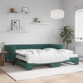 Trundle sofa bed with dark green velvet mattress 100x200 cm by , Beds and slatted bases - Ref: Foro24-3197804, Price: 430,36 ...