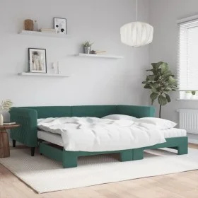 Trundle sofa bed with dark green velvet mattress 100x200 cm by , Beds and slatted bases - Ref: Foro24-3197804, Price: 428,99 ...